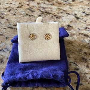 Tory Burch circle logo silver/gold stud earrings